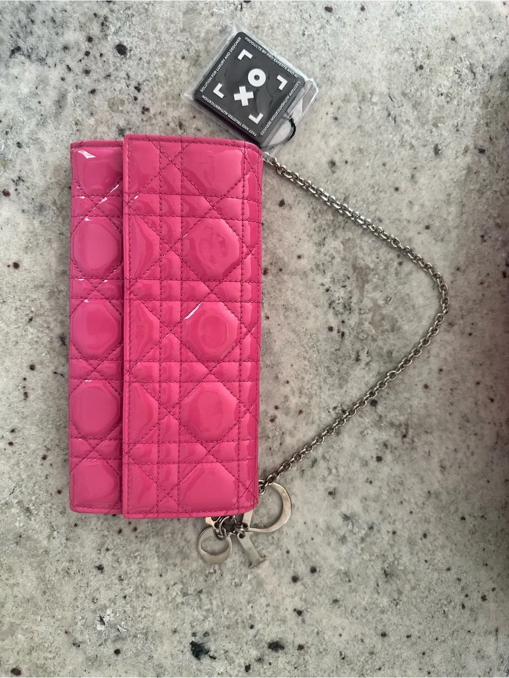 ⭐️ Dior Chain Pink Leather Cannage Wallet Dior Charm - EXCELLENT, Authenticated